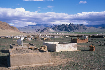 Cemetery near Bayan Olgii, Altai Mountains, Bayan-Olgii Province, Mongolia