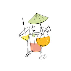 Summer alcohol cocktail drinks