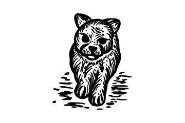 Vector Design Dog hand drawn in color black with white background