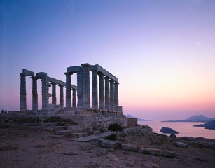 greece, cape sunion, poseidon, temple, sunset, attica peninsula, ruin, temple ruins, culture,...
