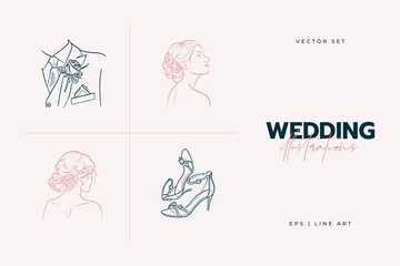 Decor for wedding. Line Art Illustration.