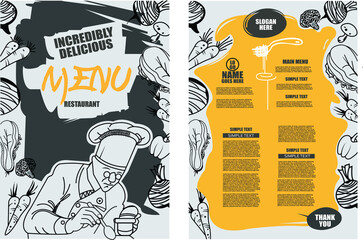 Cafe menu restaurant brochure. Food design template.