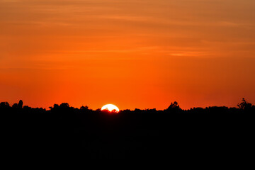 sunset over the village