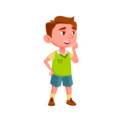smiling boy look at tropical animal in zoo cartoon vector. smiling boy look at tropical animal in zoo character. isolated flat cartoon illustration