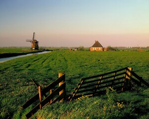 netherlands, polder landscape, dwelling house, windmill, holland, agriculture, pastures, pasture,...