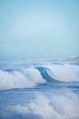 A wave about to break on the sea in Reunion Island
