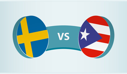 Sweden versus Puerto Rico, team sports competition concept.