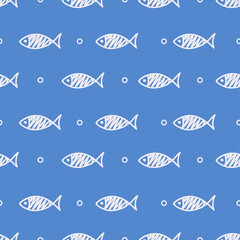 Fototapeta premium Seamless pattern with fish. Vector illustration. Print. Repeating background. Cloth design, wallpaper. 