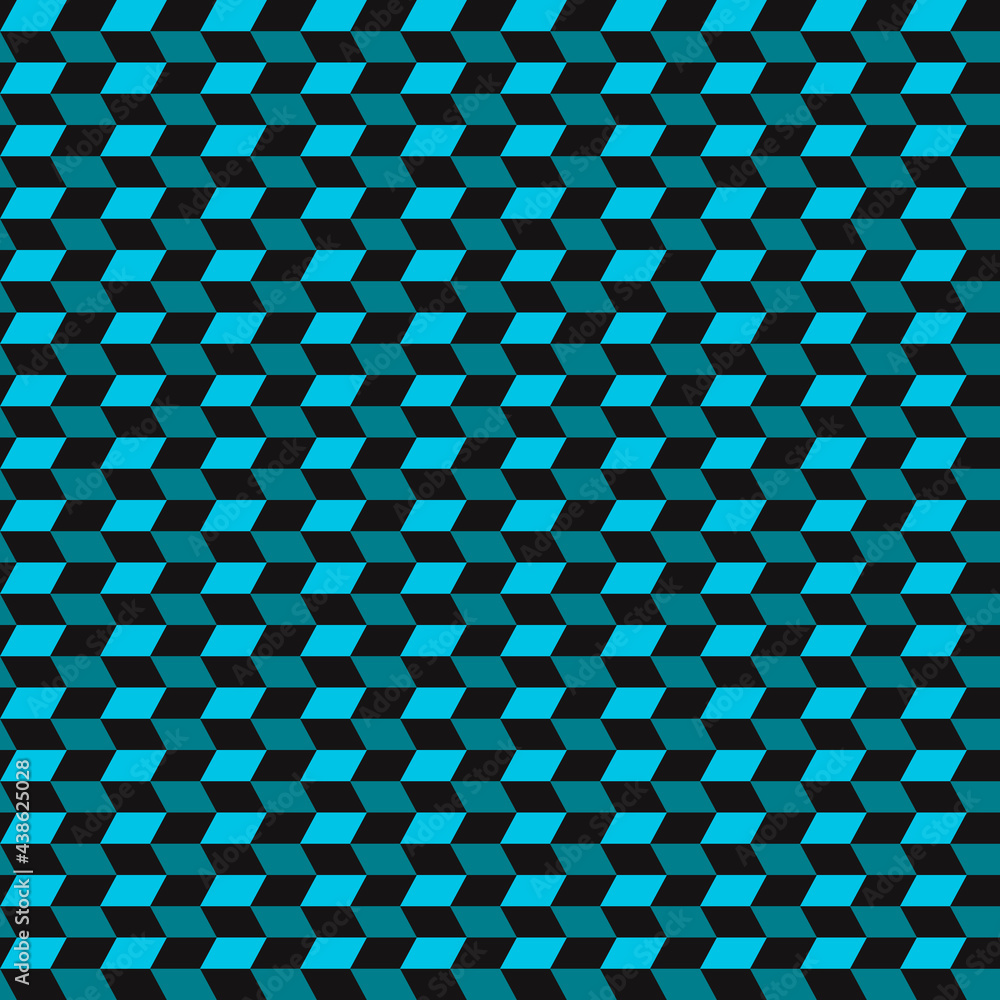 Poster blue cubes seamless ornament. vector blue repeated cubes 3d pattern.
