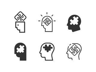 Puzzle, jigsaw line icon set.