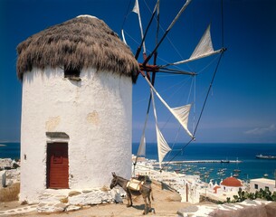 gr' mykonos, windmill, harbour, 