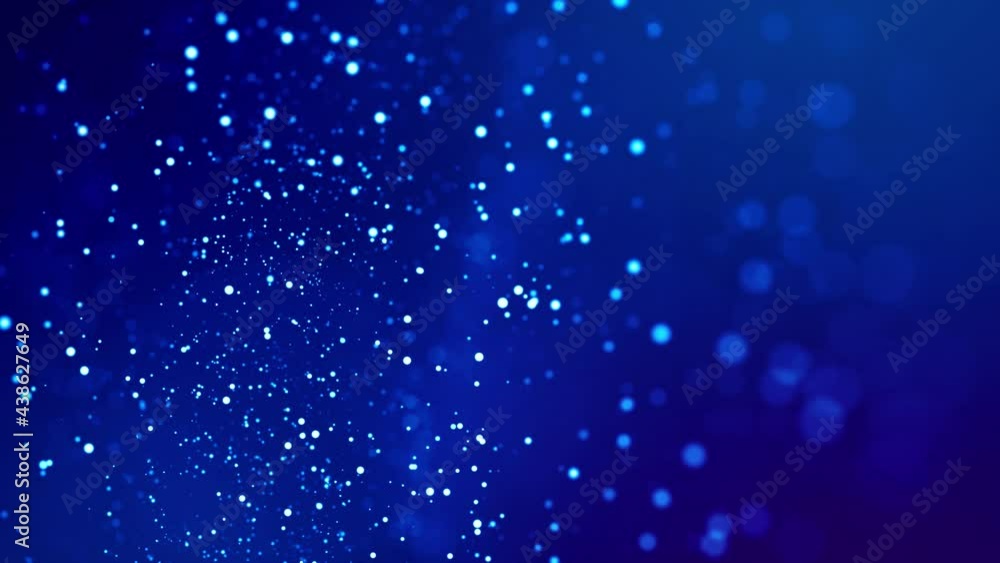 Aufkleber magic blue glowing particles flow in viscous liquid and bright glisten. science fiction. 4k 3d sci-f