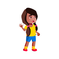 scared girl kid stay home alone cartoon vector. scared girl kid stay home alone character. isolated flat cartoon illustration