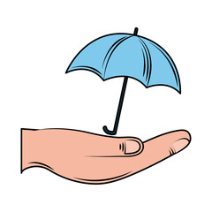 hand with umbrella insurance