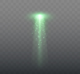 UFO light beam isolated on transparent background. Green Light. Vector illustration - 438628678
