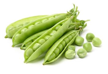 Fresh peas on white background