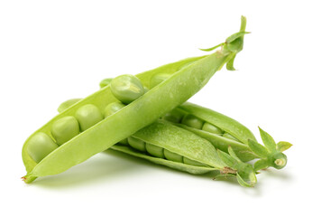 Fresh peas on white background