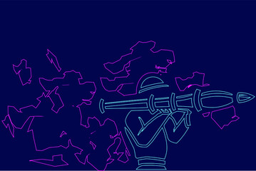Soldier army in war line pop art potrait logo colorful design with dark background. Abstract vector illustration. 