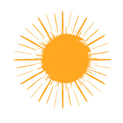 Solar symbol . Vector illustration . Vintage sun logo . Handwritten design element . Abstract geometric shape . Sunburst .