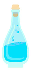Vector illustration of small vial with blue, bubbly liquid inside - Potion of lesser mana - no embellishments