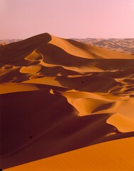 algeria, sahara, western erg, dunes, africa, north africa, desert, sand dunes, dune landscape, great erg, overview, drought, dryness, heat, nature, landscape,  - obrazy, fototapety, plakaty