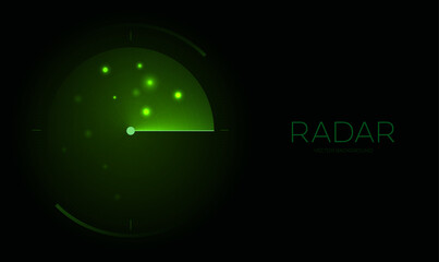 Radar Screen. Hud display. Vector Radar interface on dark background.