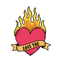 tattoo heart flame