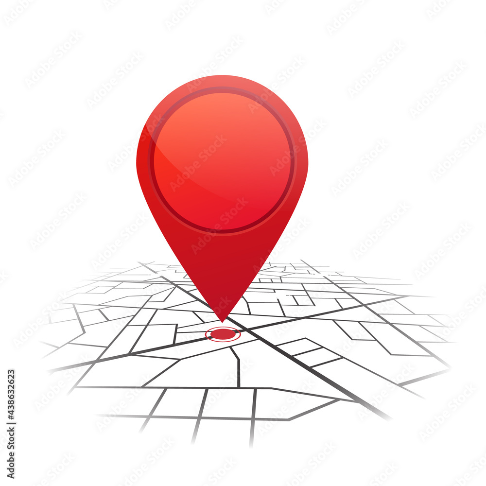 Poster Map GPS navigation. City street map with pins. Route dashboard app. Vector route navigator.