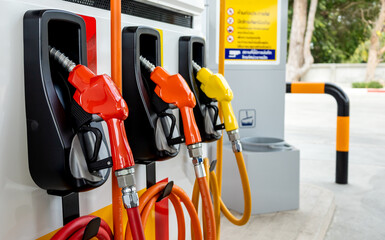 Gasoline dispenser, Petrol fuel pumps for filling the car.