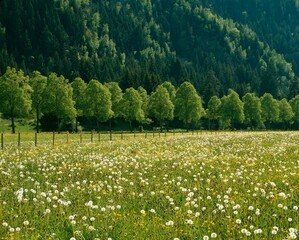 germany, flower meadow, edge of forest, 