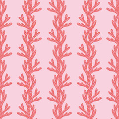 Red Polka Dot Coral Striped Seamless Pattern Background
