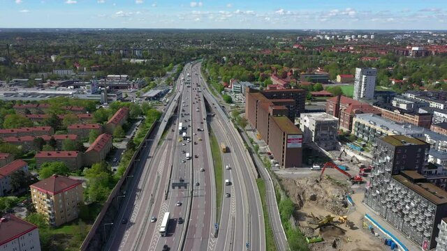 Aerial view of suburb Vastberga, Stockholm, Sweden