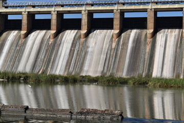 dam on the river in summer