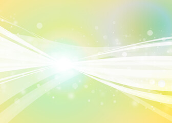 Yellow wave line and sparkle rays glitter lights with bokeh elegant lens flare abstract background. wave sparks background.