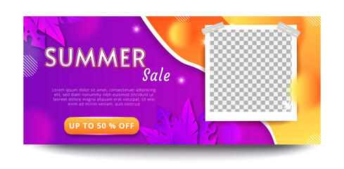 Summer season sale web banner template