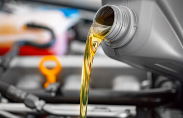 Motor oil pouring - 438638293