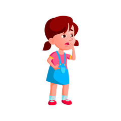 astonishment little girl kid look at fashion clothes in shop cartoon vector. astonishment little girl kid look at fashion clothes in shop character. isolated flat cartoon illustration