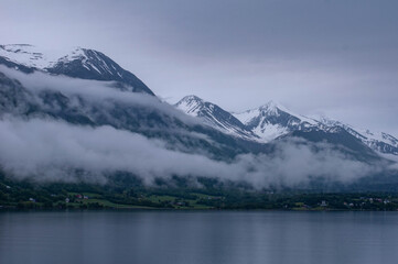 Fototapeta na wymiar Norwegian fjords mountain landscapes