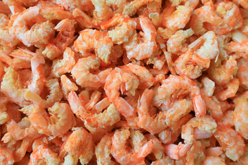 Piles of dried shrimps in a seafood market, North China