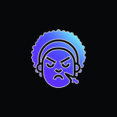 Angry Face blue gradient vector icon