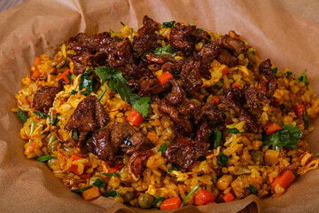 Asian cuisine - Fried Rice with beef