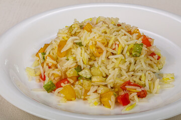 Mexican rice garnish with vegetables