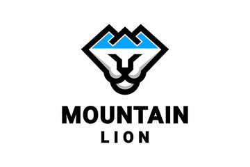 Vector Logo Design Combination Mountain and Lion