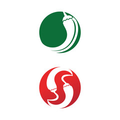 Red hot natural chili icon Template vector Illustration