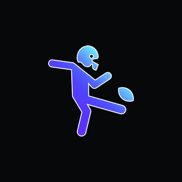 American Football Player Kicking The Ball blue gradient vector icon