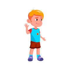 fair haired boy welcoming grandparents at home cartoon vector. fair haired boy welcoming grandparents at home character. isolated flat cartoon illustration