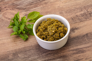 Green sauce pesto with basil