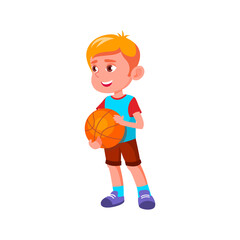 blond sporty boy playing basketball at gym cartoon vector. blond sporty boy playing basketball at gym character. isolated flat cartoon illustration