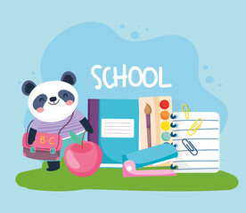 cute panda animal school