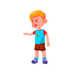 enraged little boy shouting at domestic animal cartoon vector. enraged little boy shouting at domestic animal character. isolated flat cartoon illustration